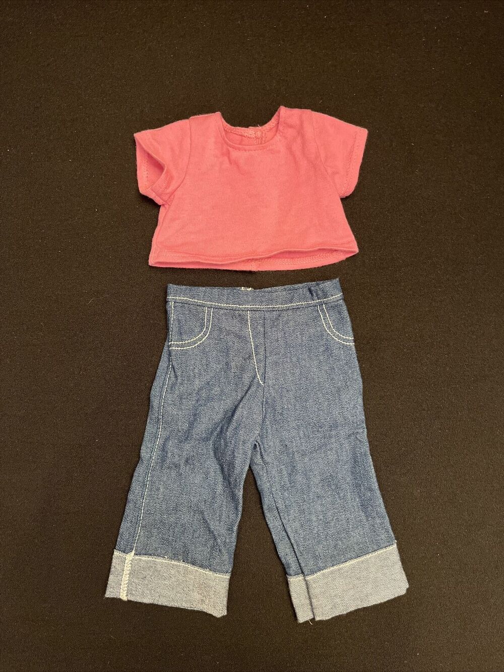 American Girl Doll Pink Short Sleeve Top And Blue Denim Jeans Outfit